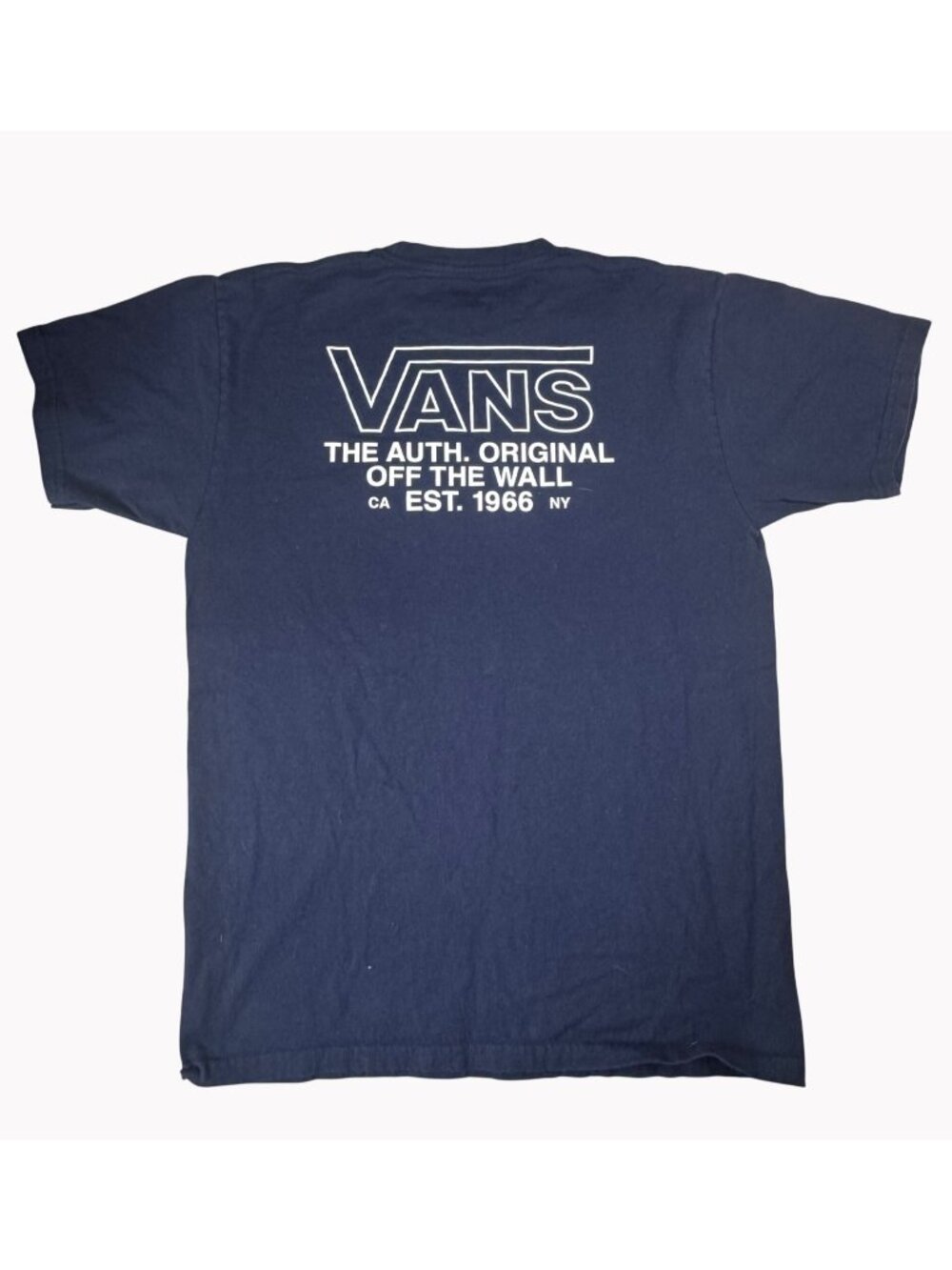 Vans Classic Fit Navy Graphic T-Shirt Medium "Off The Wall" Logo 100% Cotton